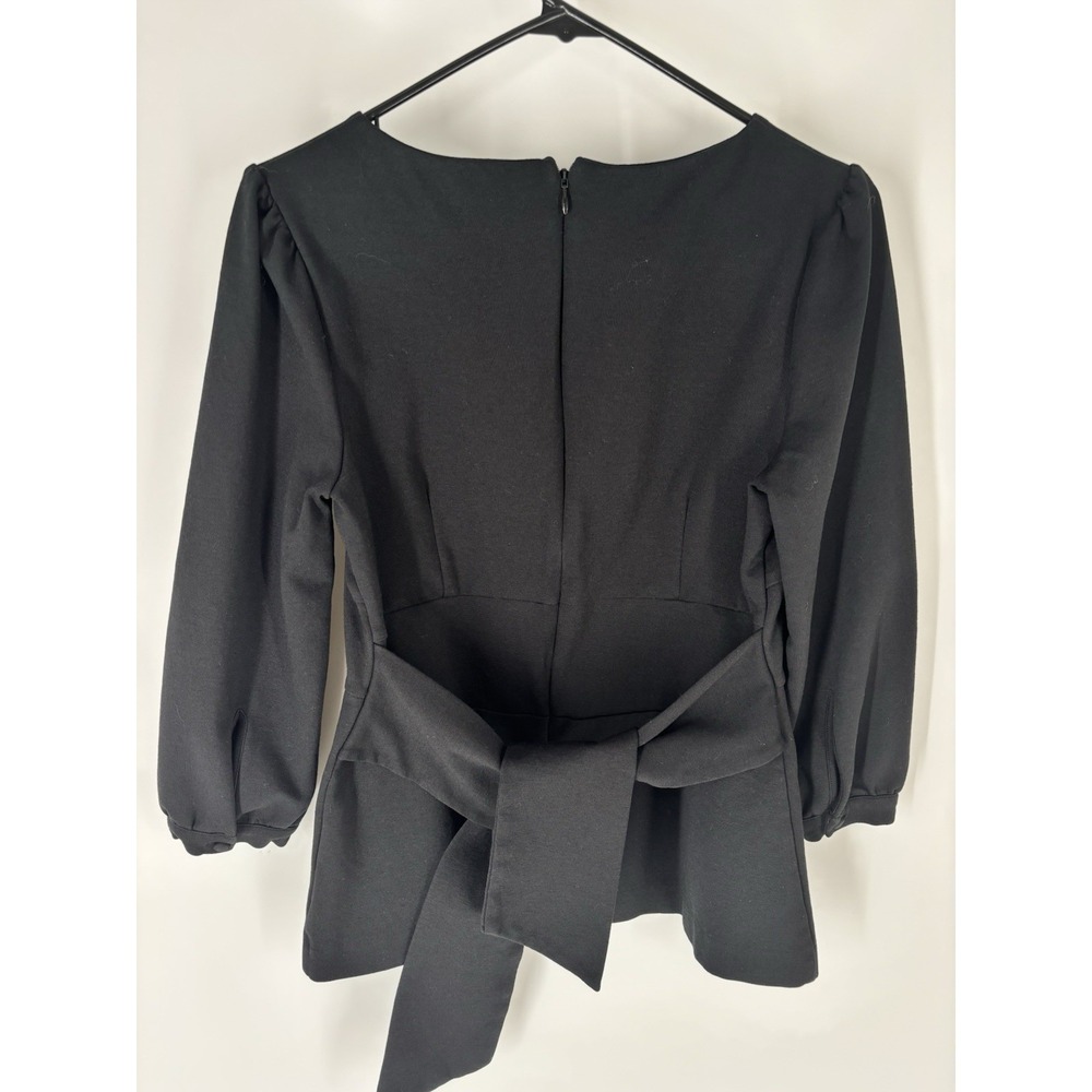 Boden Womens Peplum Puff Sleeve Top Size 12 Tie Waist Minimalist Office Siren - Picture 3 of 11